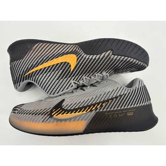 Nike Court Air Zoom Vapor 11 HC Tennis Shoes Wolf Grey Laser Orange, Men's 14 - Picture 9 of 12